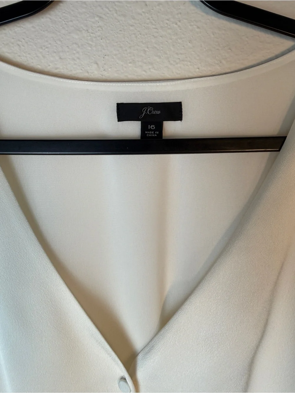 J. Crew Cream V-Neck Button Front Blouse